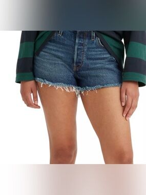 NWT Levi’s 501 High-Rise Frayed Hem Denim Shorts - Blue